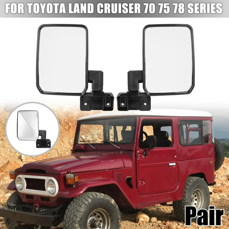 Toyota Land Cruiser 70 75 78 Series Pair Rear View Mirror Silver Tone