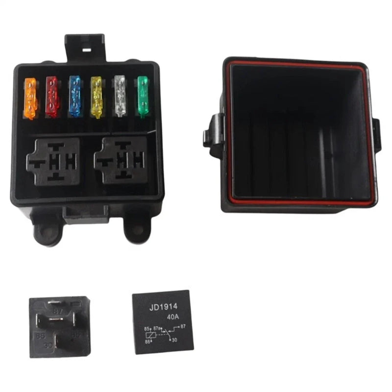 Universal Use 6-Way 24V Fuse Relay Box with 5-Pin 40A Relays & Fuses