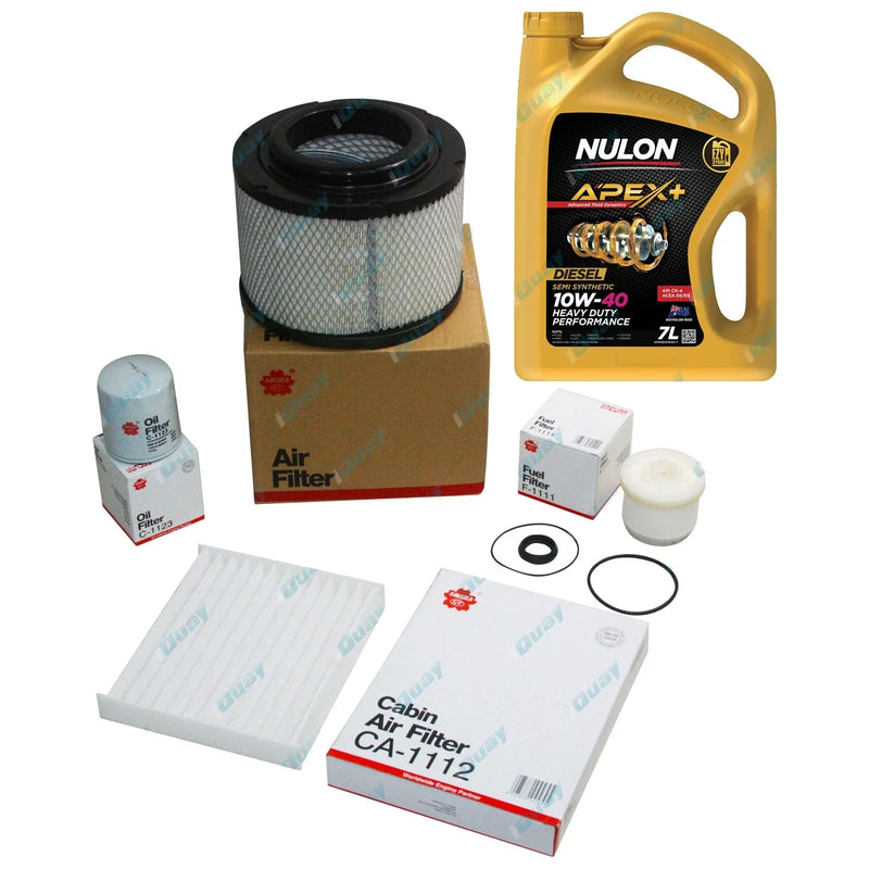 Hilux KUN16 KUN26 Diesel Air Oil Fuel Cabin Filter Kit + 7L Oil (2005-)
