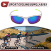 PC Cycling Sunglasses 1 Pc Motorcycle Riding Goggles Green Lens White Frame