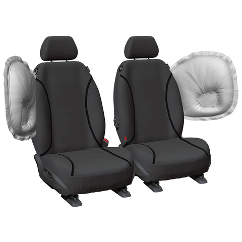 Nissan Navara D23 NP300 15-18 Front Tailor Made Grey Canvas Car Seat Covers