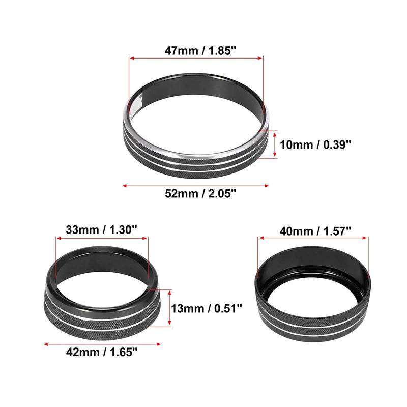 Ford Mustang (2015-2020) Black 3 x Car Headlight Volume Tune Knob Covers