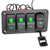 Car Boat Marine RV Truck Green LED 12V 3 Gang Toggle Rocker Switch Panel