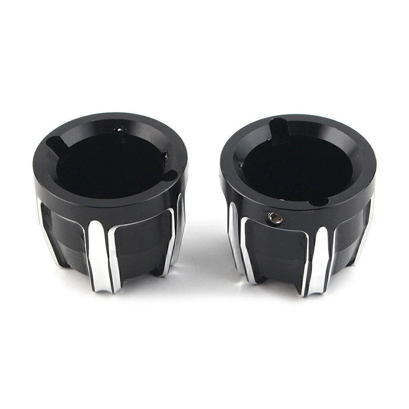 Harley Softail Touring Street Glide Dyna XL Black Front Axle Nut Cap Covers