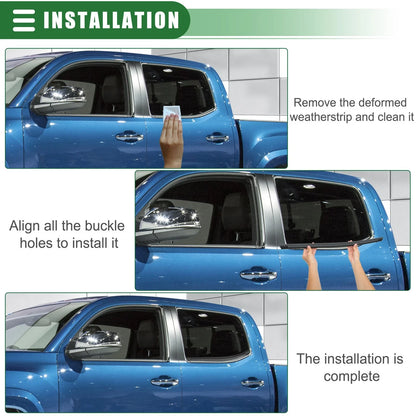 Rear Left Door Window Belt Weatherstrip for Toyota Tacoma (2005-2015) Black