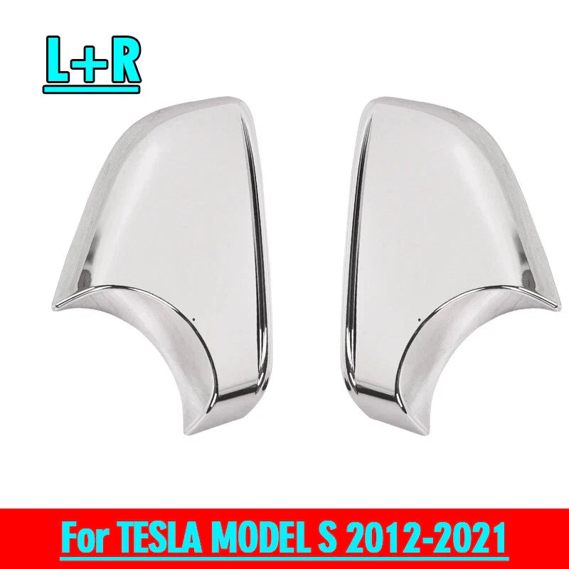 Tesla Model S L+R Side Rear View Mirror Chrome Cover Lower Holder (2012–2021)