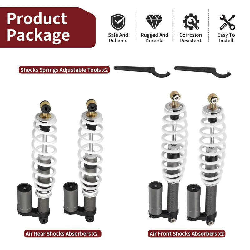 Polaris RZR S 800 2 x Front + Rear Air Shocks Absorbers (2009–2012)