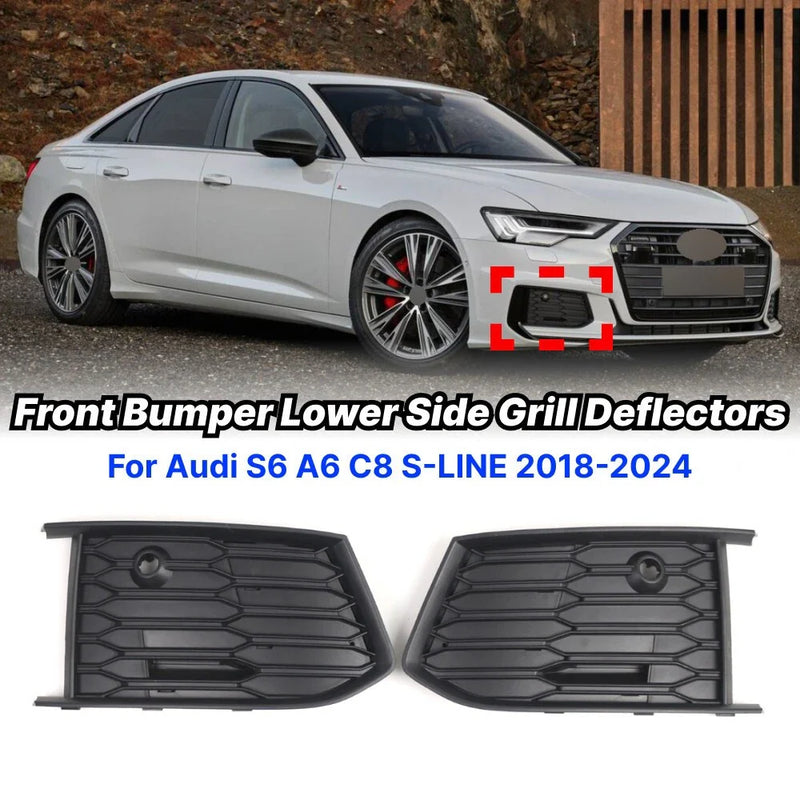 Audi A6 S Line S6 Pair Black Bumper Lower Side Grill Cover (2019–2024)