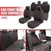 Dodge Ram 1500 2009-2023 Black Red 5 x Pcs Car Front Rear Seat Covers