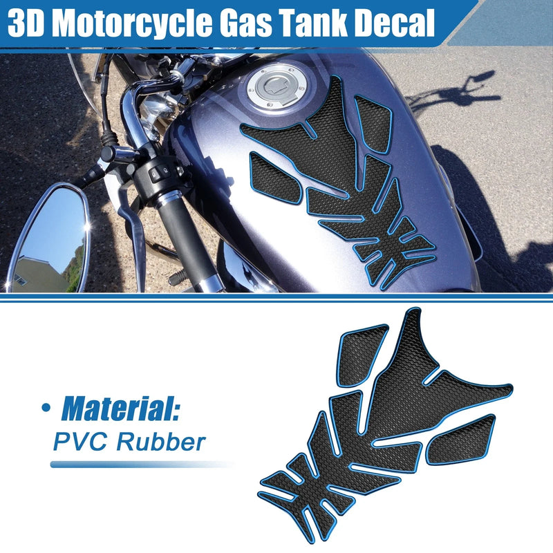 Universal Motorcycle Gas Tank Decal 7.76x5.63 Black Blue