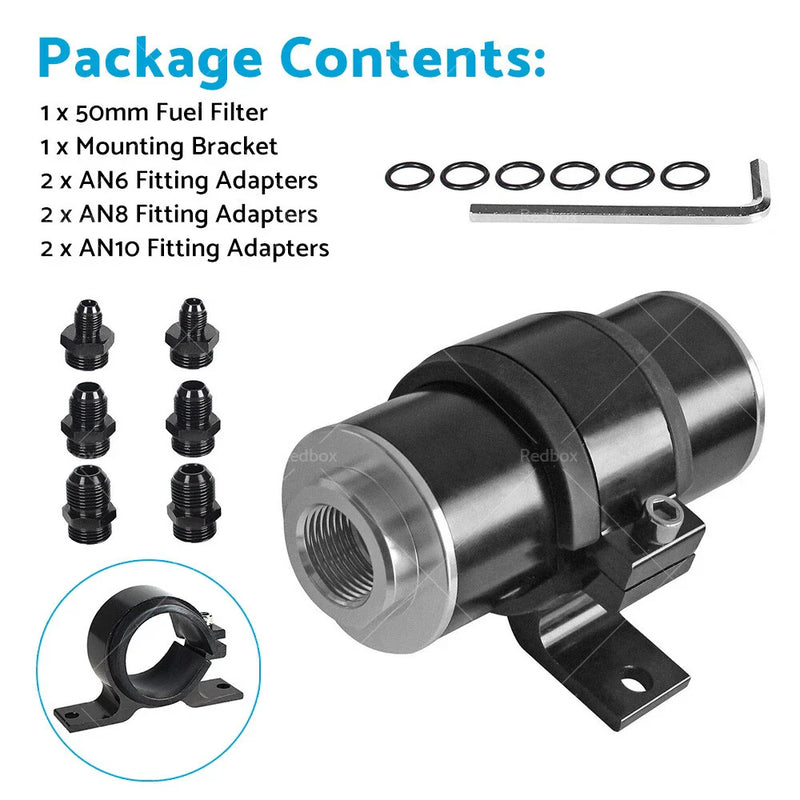 Universal Fitment 100 Micron Fuel Filter Bracket Adapter