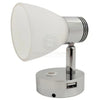 2 X Caravan Boat Bulkhead Lights LED with USB Outlet Chrome/White