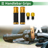 Motorcycle Hand Grips Cover Kit Handlebar End Grips Diamond Pattern Gold Tone