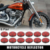 Motorcycle Bike 6 Pairs M6x1.0 Red Universal Screw Mount Warning Reflector