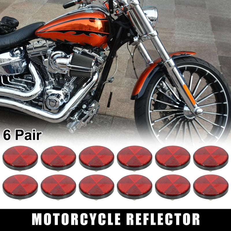 Motorcycle Bike 6 Pairs M6x1.0 Red Universal Screw Mount Warning Reflector