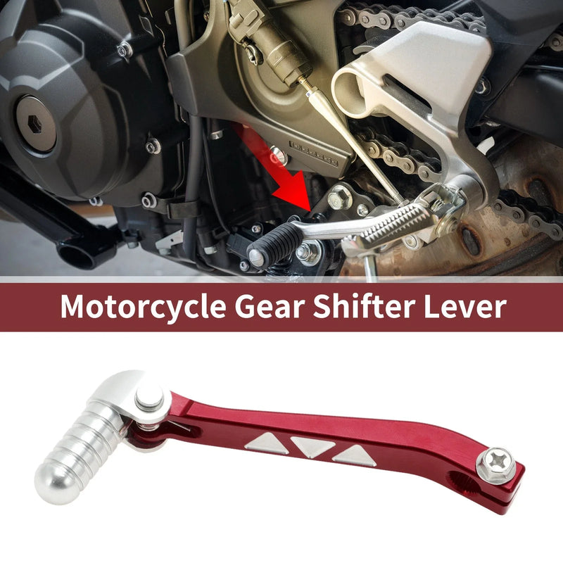 Kayo T4 Red Silver Tone Head Folding Motorcycle Gear Shifter Lever