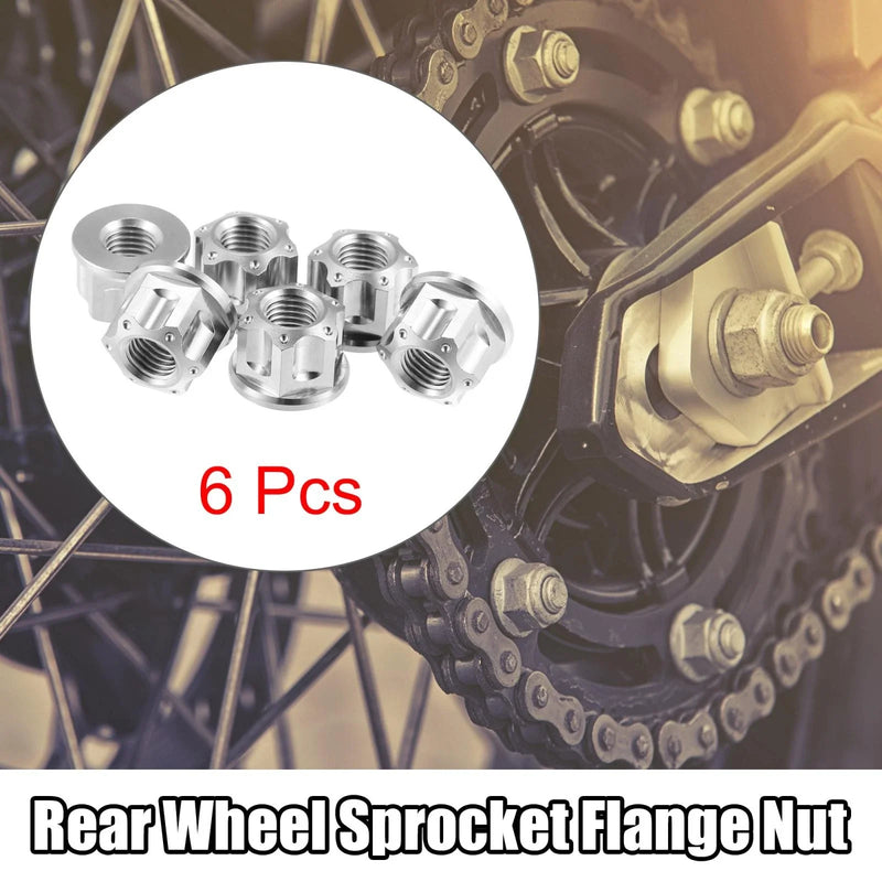 Motorcycle 6 x Titanium Alloy M10 Pitch 1.25mm Flange Bolt Nut