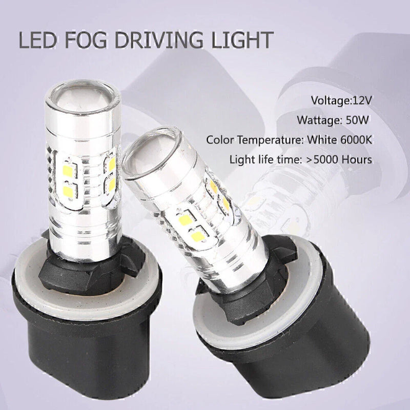 Car Driving Lamp 880 6000K 1 Pair 360�� LED Fog Light Bulbs
