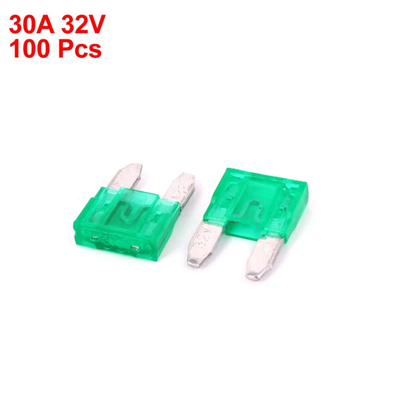 Motorcycle Car Auto 30A 32V Mini Blade Fuse Green Plastic Shell