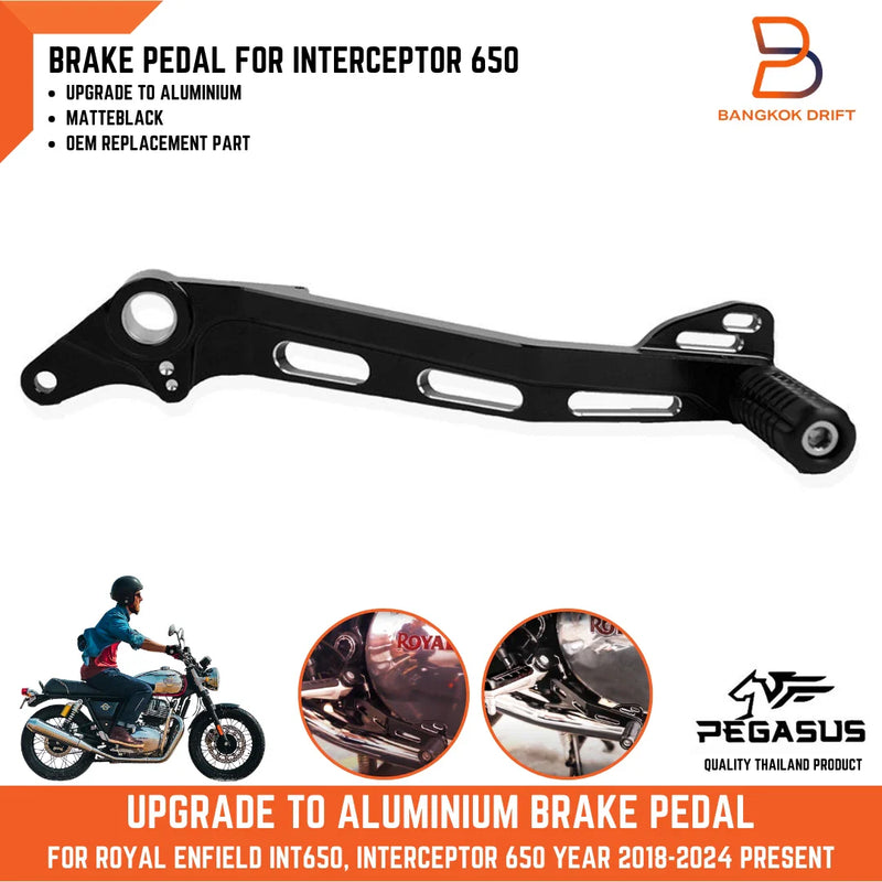Royal Enfield Interceptor 650 Black Aluminium Brake Pedal Upgrade (2018-2023)
