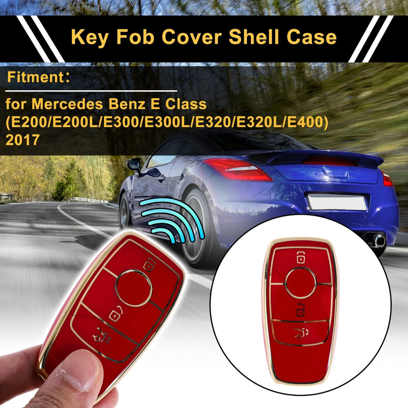 Mercedes Benz E Class Red Gold Tone TPU Car Key Case (2017-2023)