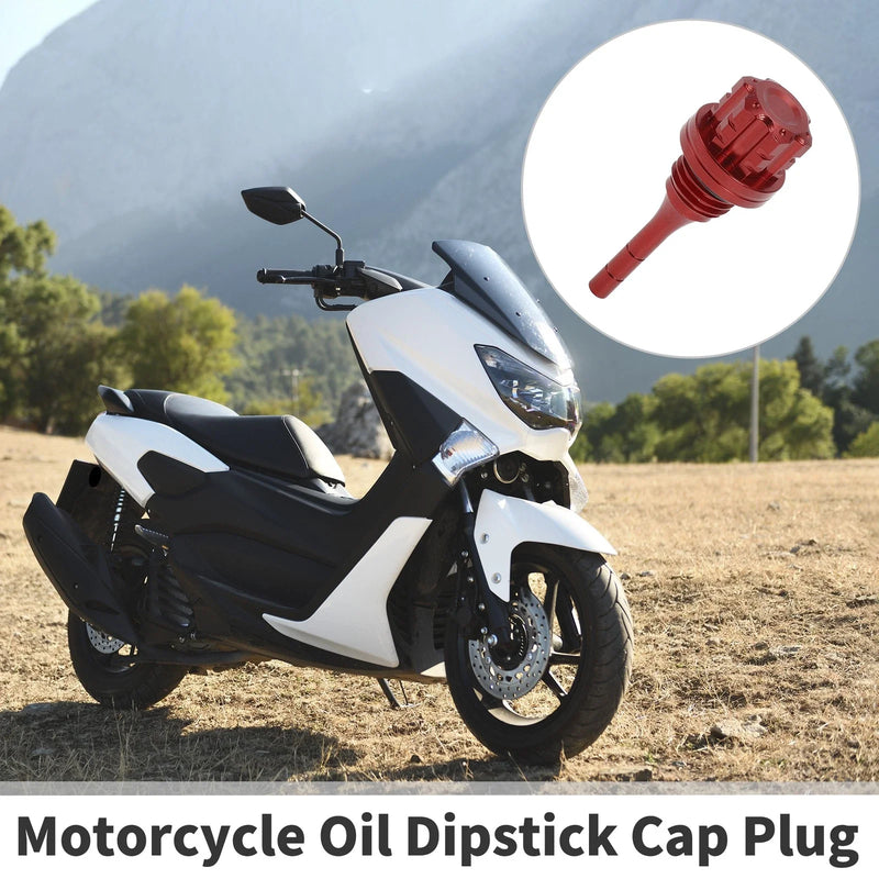 Motorcycle Engine Crankcase Oil Level Red 1 x Dipstick Cap Plug