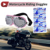 Motorcycle Riding Goggles Silver Tone Lens Pink Frame PC Cycling Sunglasses