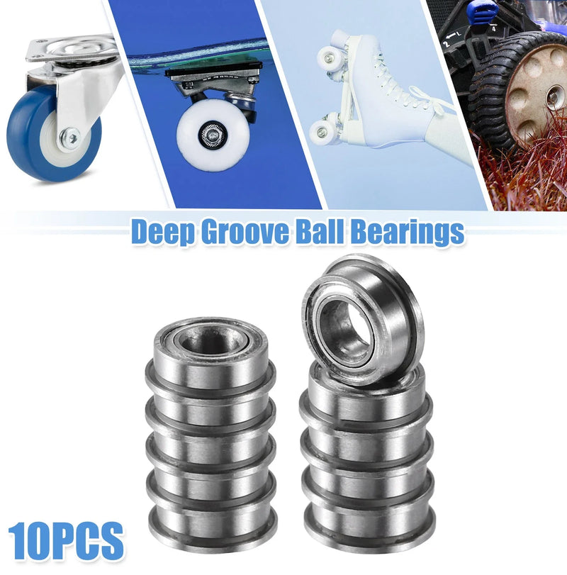 MF84ZZ 10 pcs 4x8x3mm Double Metal Shield Flanged Ball Bearings