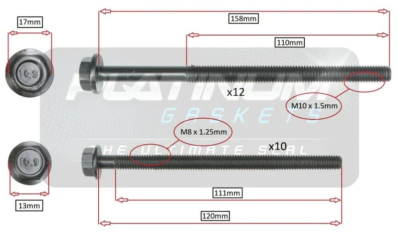 Mazda BT-50 XT 3.2L P5AT DURATEC CYLINDER HEAD BOLT SET (2009–2011)