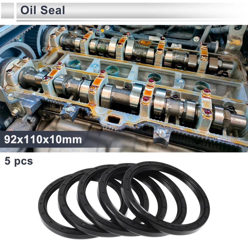 Oil Seal 92x110x10mm Nitrile Rubber Rotary Shaft Seal Black 5 Pcs