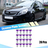 Car Motorcycle Purple 20pcs Aluminum Alloy License Plate Bolt Screw Nuts