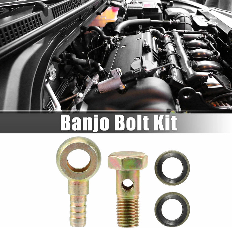 Motorcycle 1 x M8x1 Banjo Bolt Kit with Copper Washers