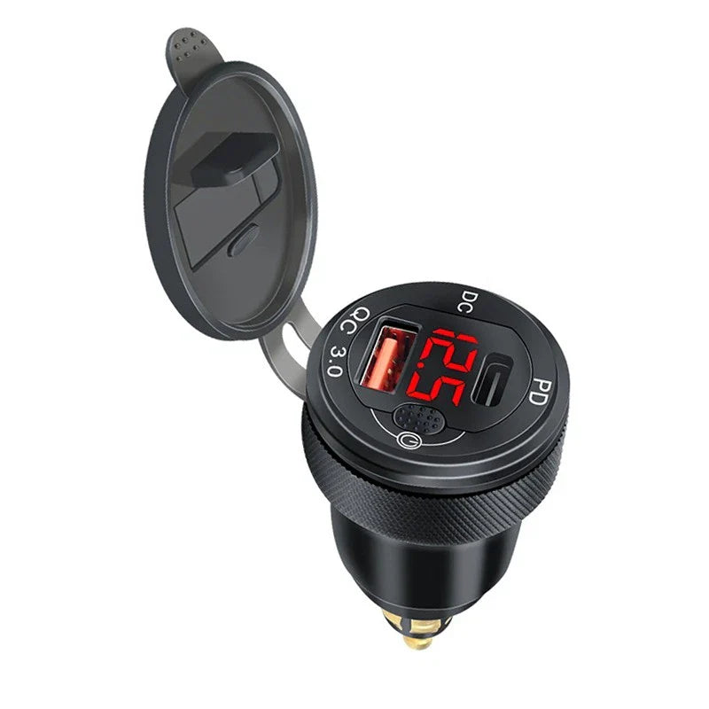 BMW Motorrad Type-C Dual USB Charger Hella DIN Socket with Voltmeter