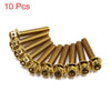 Motorcycle 10pcs Gold Tone M6 x 30mm Titanium Alloy Hexagon Bolts