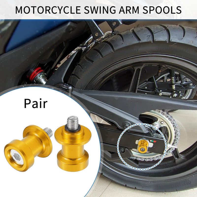 Motorbike 2 x Swingarm Spool 8mm CNC Spool Slider Stand Gold Tone