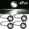 Truck Trailer Caravan 4 x Round Side Marker Mini White Light 3-LED Lamp
