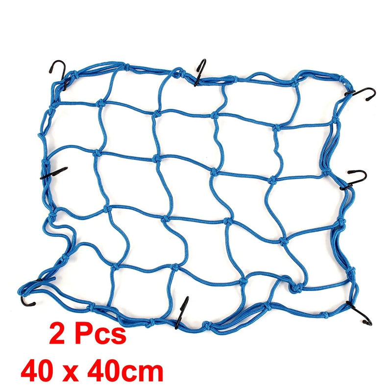 Universal Motorcycle Helmet Cargo Luggage 2 x Mesh Net 40x40cm