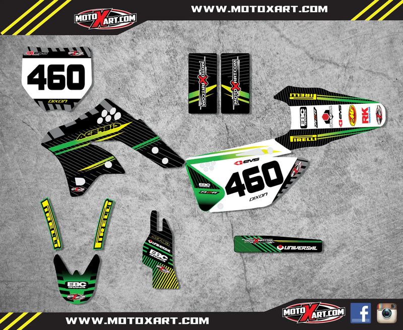 Kawasaki KXF 250 (2006-2008) - Factory Style Decals Full Custom Graphic Kit