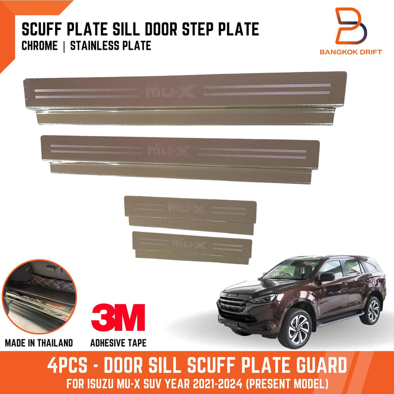 Isuzu MU-X MUX 4x Chrome Door Sill Scuff Plates (2021-2024)