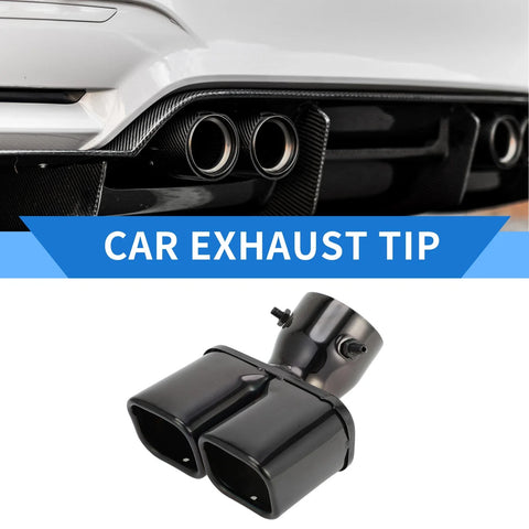 Toyota Land Cruiser Prado Square Curved Slant Cut Dual Exhaust Tip Black