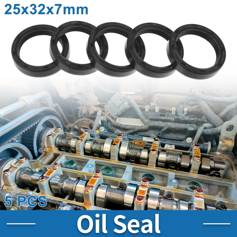 Oil Seal 25x32x7mm Seal Ring Rotary Shaft Seal Nitrile Rubber Black 5 Pcs