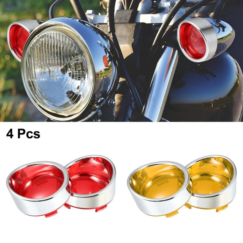 Harley Dyna 4pcs Turn Signal Light Covers with Silver Tone Visors