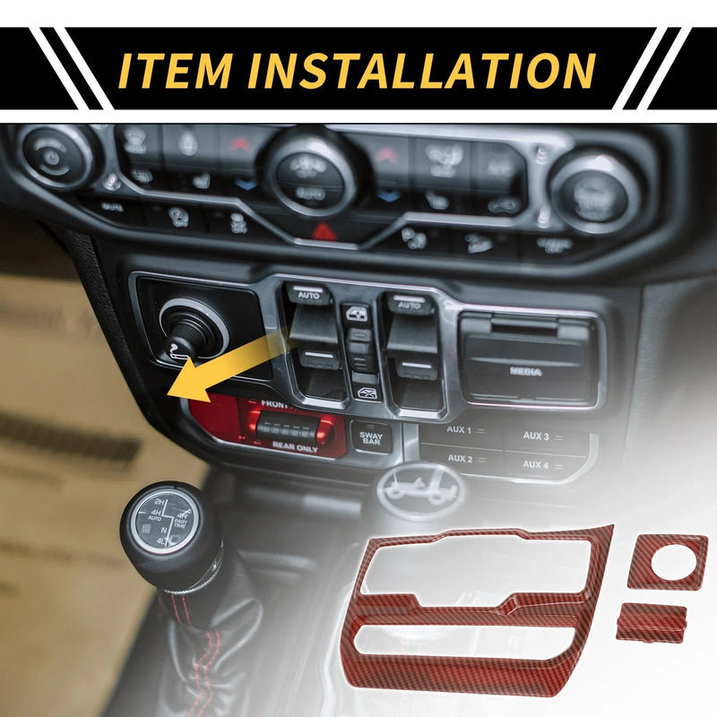 Jeep (2018-2023) Carbon Fiber Red Dashboard Control Panel Cover