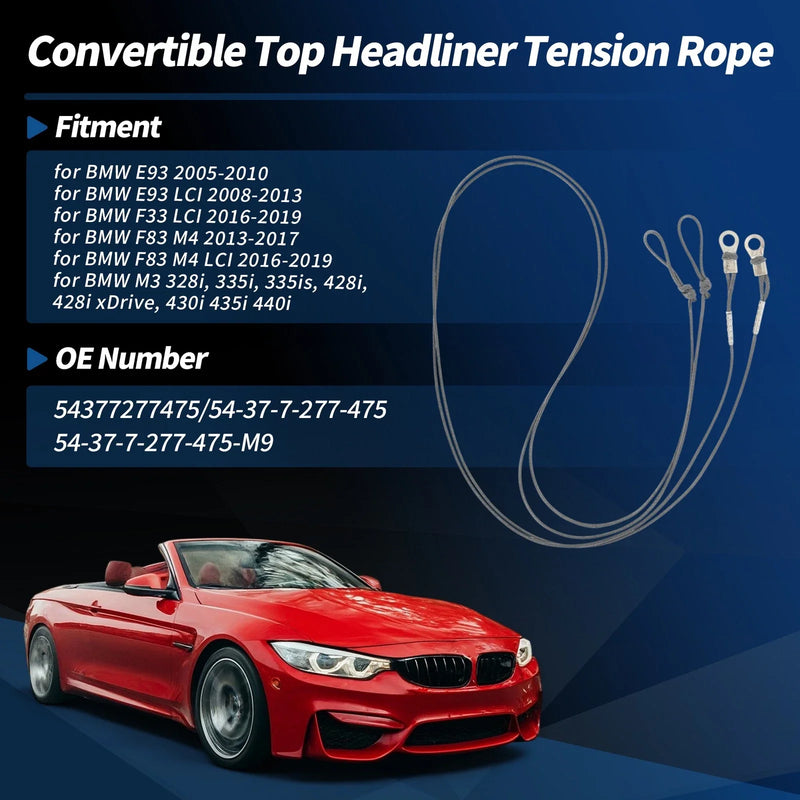 BMW E93 F33 F83 M4 M3 Convertible Top Headliner Tension Rope (2007-2020)