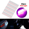 Car 12V Bulbs 50 x T10 COB Pink LED License Plate Lights (194, 168, W5W)