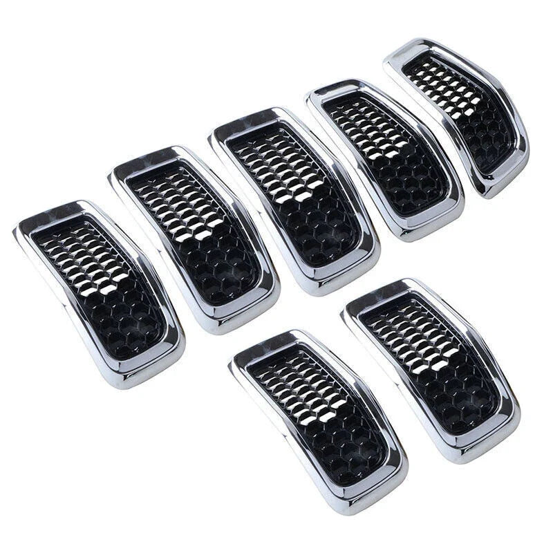 Jeep Cherokee 7 x pcs Chrome Honeycomb Mesh Grill Inserts Cover (2014-2018)