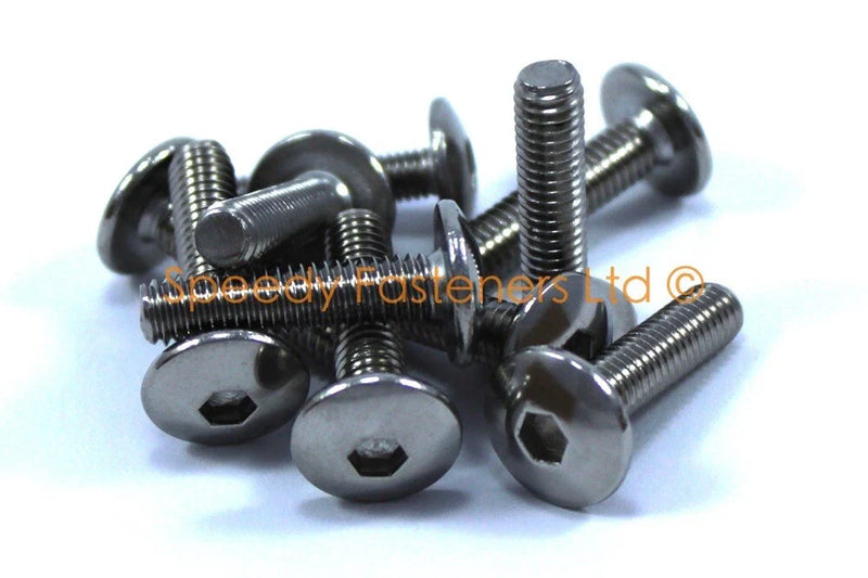10x M6 x 25mm Stainless Fork Head Bolt Dome Button Allen Housing