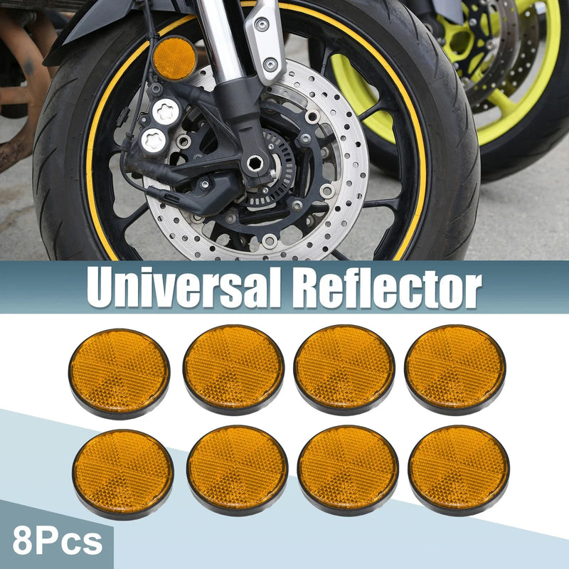 Motorcycle 8 Pcs Reflective Round Spoke Orange Self-Adhesive Reflector