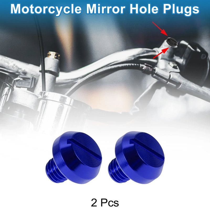 Motorcycle Mirror Hole Plugs Left Hand M8x1.25 Screws Blue