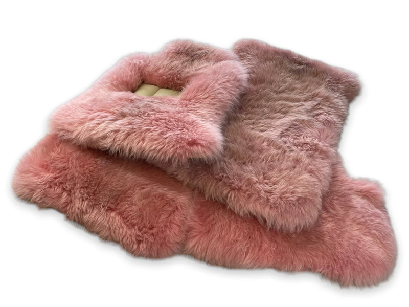 Rolls Royce Wraith Pink Genuine Sheepskin Floor Mats (2013-2017)